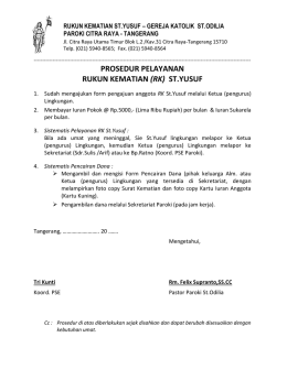Prosedur Pelayanan RK Santo Yusuf - Paroki Citra-Raya