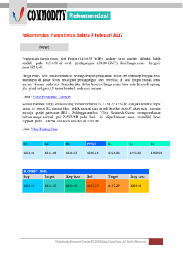 Rekomendasi Harga Emas, Selasa 7 Februari 2017