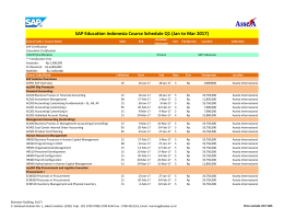 SAP Education Indonesia Course Schedule Q1 (Jan to Mar 2017)