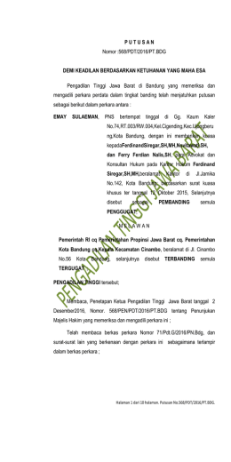 PUTUSAN Nomor :568/PDT/2016/PT.BDG DEMI
