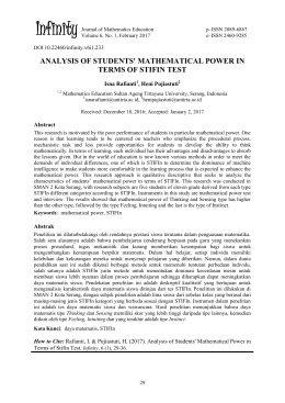 analysis of students` mathematical power in terms of stifin test