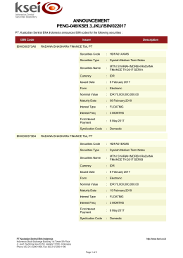 ANNOUNCEMENT PENG-046/KSEI.3.JKU/ISIN/022017