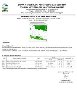 Prakiraan Cuaca Wilayah Pelayanan