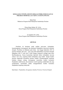 KERAGAMAN FITOPLANKTON SEBAGAI INDIKATOR KUALITAS