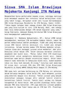 Siswa SMA Islam Brawijaya Mojokerto Kunjungi ITN Malang