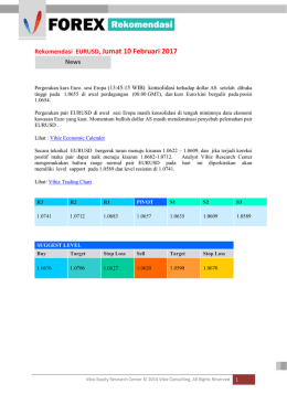 Rekomendasi EURUSD, Jumat 10 Februari 2017