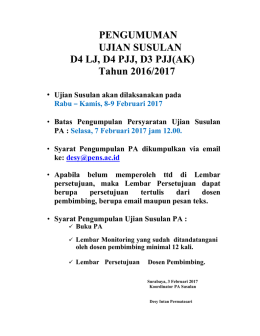 PENGUMUMAN UJIAN SUSULAN D4 LJ, D4 PJJ, D3