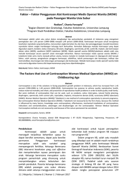 Faktor Penggunaan Alat Kontrasepsi Medis Operasi Wanita (MOW)