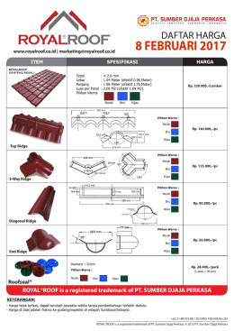 Price List Royal®Roof 8 Februari 2017