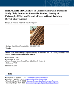 INTERFAITH DISCUSSION In Collaboration with: Pancasila