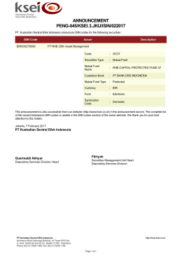 ANNOUNCEMENT PENG-045/KSEI.3.JKU/ISIN/022017