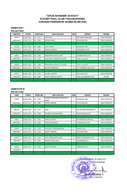 Jadwal UAS Jurusan Pendidikan Agama Islam 2016