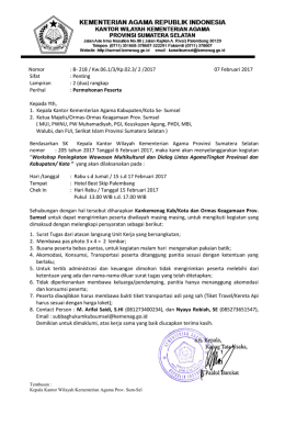 Nomor : B- 218 / Kw.06.1/3/Kp.02.3/ 2 /2017 07 Februari