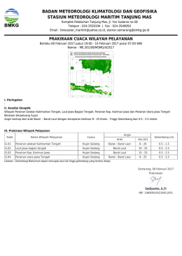 Prakiraan Cuaca Wilayah Pelayanan