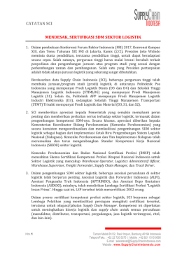 catatan sci mendesak, sertifikasi sdm sektor logistik