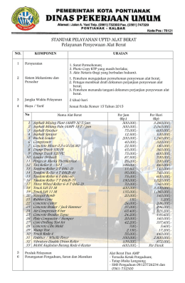 STANDAR PELAYANAN UPTD ALAT BERAT Pelayanan