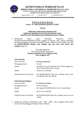 Pengumuman Pemenang - LPSE Kementrian Perhubungan
