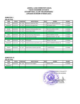 Jadwal UAS Jurusan Ekonomi Syariah 2016