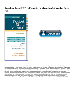 A Pocket Style Manual, APA Version Epub Full