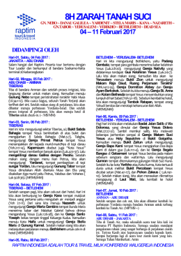 Itinarery 04 - 11 FEBRUARI 2017