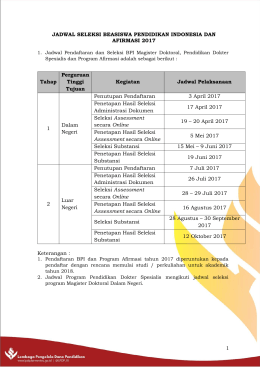 1 JADWAL SELEKSI BEASISWA PENDIDIKAN INDONESIA