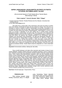 aspek lingkungan lokasi bertelur penyu di pantai taturian