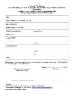 Formulir Pendaftaran Peserta Bimbingan Teknis