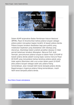 Pidana Tutupan - Swante Adi Krisna