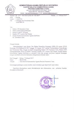 Undangan dan Permintaan Data Audit BPK RI