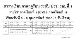 ตารางเรียนภาคฤดูร้อน ระดับ ปวช. รอบที่ 1