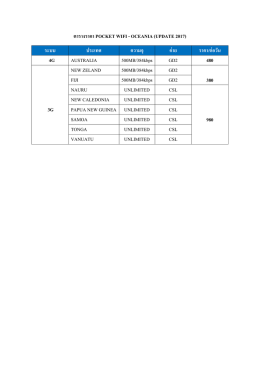 ตารางราคา POCKET WIFI - OCEANIA (UPDATE 2017) ระบบ ประเทศ