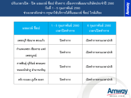 ปรับเวลาเปิด - ปิด แอมเวย์ ช็อป ชั่วคราว เนื่องจากสัมมนาบริษัทประจ าปี