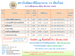 รับสมัคร ตั้งแต่บัดนี้ถึง 1 มีนาคม 2560 ประกาศรายชื่อ/สาขาวิชาที่เปิดลง