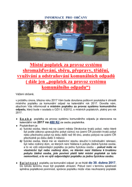 Informace - M&iacute;stn&iacute; poplatek za komun&aacute;ln&iacute; odpad 2017