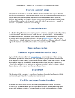 Ochrana osobních údajů Právo na informace Kodex ochrany údajů