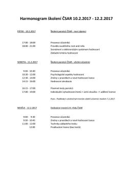Harmonogram školení ČSAR 10.2.2017
