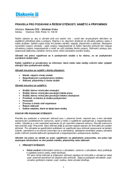 STD ŘE&Scaron;EN&Iacute; ST&Iacute;ŽNOST&Iacute; N&Aacute;MĚTŮ A PŘIPOM&Iacute;NEK 16.1.2017