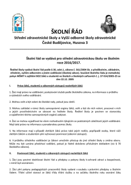 školní řád - SZŠ a VOŠ zdravotnická České Budějovice