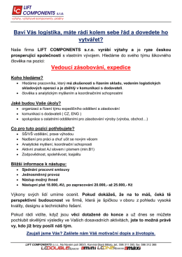 Vedoucí zásobování, expedice