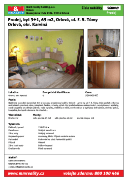 Prodej, byt 3+1, 65 m2, Orlová, ul. F. S. Tůmy Orlová, okr. Karviná