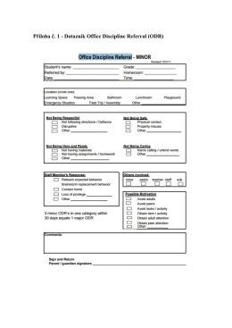 Příloha č. 1 - Dotazník Office Discipline Referral (ODR)