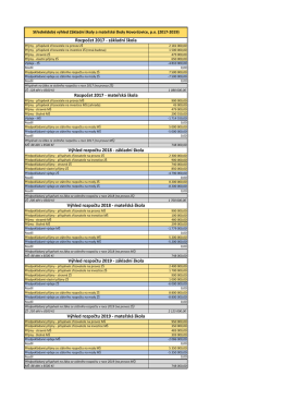Výhled rozpočtu 2019 - mateřská škola Rozpočet 2017