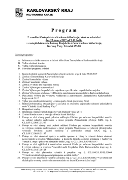 Program - 2. zasedání Zastupitelstva Karlovarského kraje