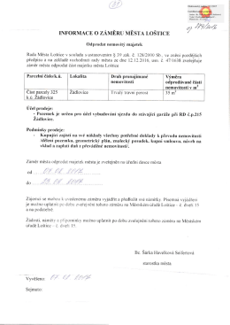 Informace o záměru Rady města Loštice odprodat nemovitý majetek