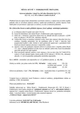 MĚSTO RTYNĚ V PODKRKONOŠÍ PRONAJME: bytovou jednotku v
