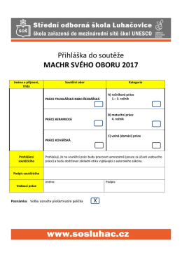 Přihláška do soutěže MACHR SVÉHO OBORU 2017