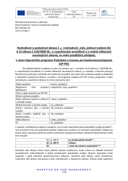 Vzor Rozhodnutí o poskytnutí dotace  Datum 2. 2