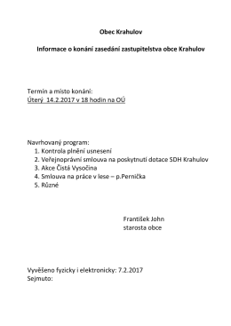 Obec Krahulov Informace o konání zasedání zastupitelstva obce