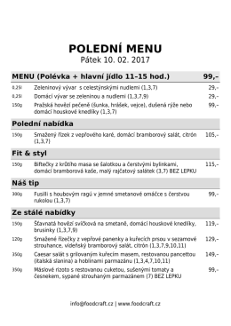 polední menu - restaurace v OD kika