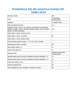 Produktový list dle smernice komise EU 1060/2010